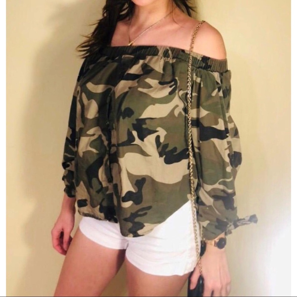 Off the shoulder Camo top